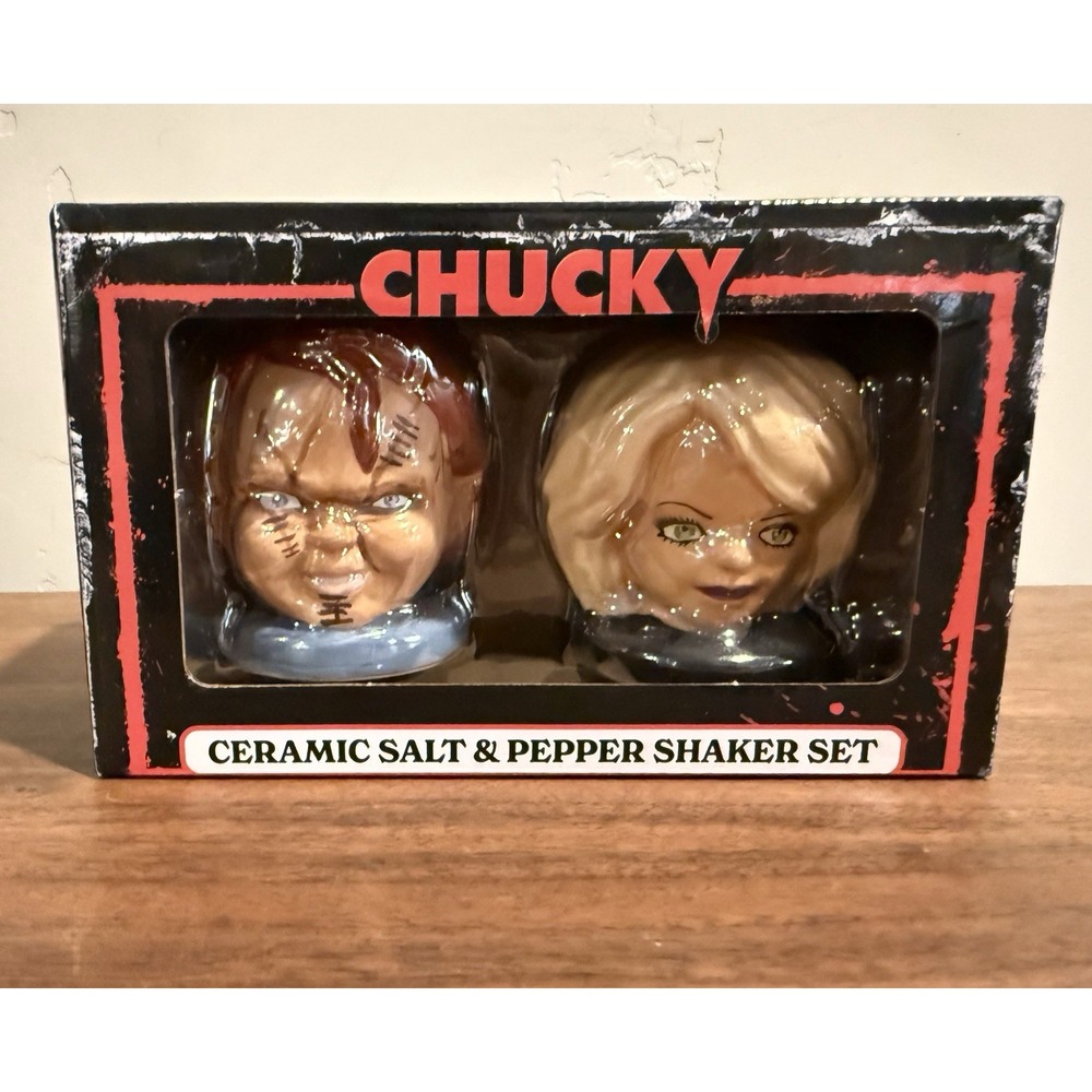 Chucky Tiffany Ceramic Salt & Pepper Shaker Set Halloween Horror Silver Buffalo